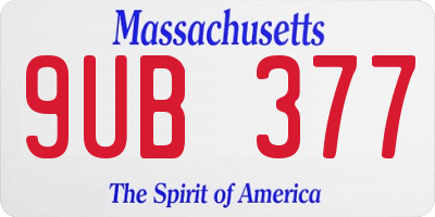 MA license plate 9UB377