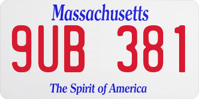 MA license plate 9UB381