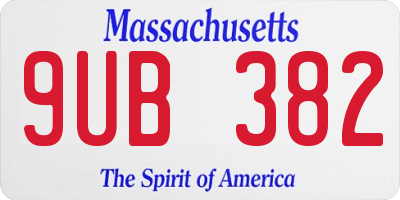MA license plate 9UB382