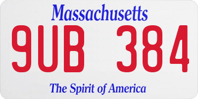 MA license plate 9UB384