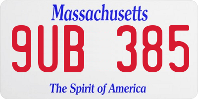 MA license plate 9UB385