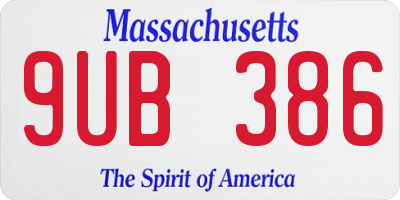 MA license plate 9UB386