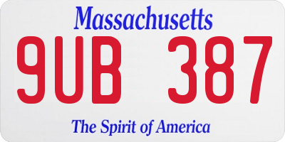 MA license plate 9UB387