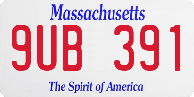 MA license plate 9UB391