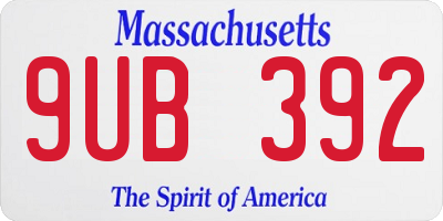 MA license plate 9UB392