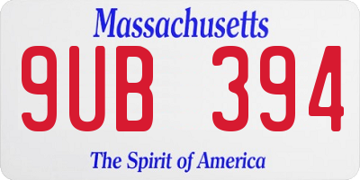 MA license plate 9UB394