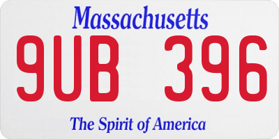 MA license plate 9UB396