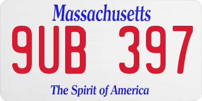 MA license plate 9UB397