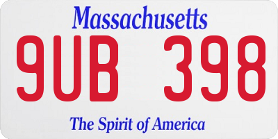 MA license plate 9UB398