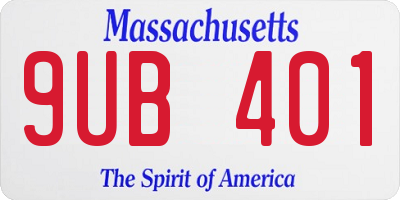 MA license plate 9UB401