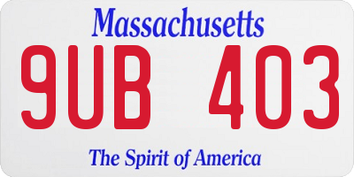 MA license plate 9UB403