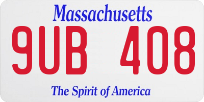 MA license plate 9UB408