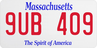 MA license plate 9UB409