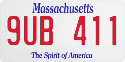 MA license plate 9UB411