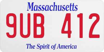 MA license plate 9UB412