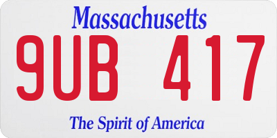 MA license plate 9UB417