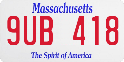 MA license plate 9UB418