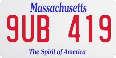 MA license plate 9UB419