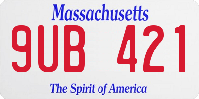 MA license plate 9UB421
