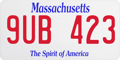 MA license plate 9UB423