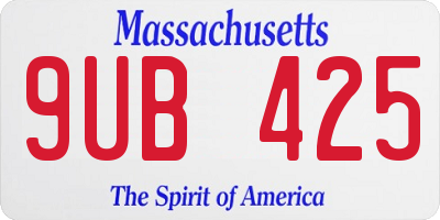 MA license plate 9UB425