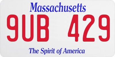 MA license plate 9UB429