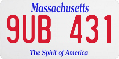 MA license plate 9UB431