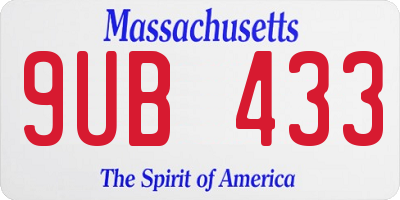 MA license plate 9UB433