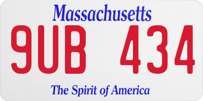 MA license plate 9UB434