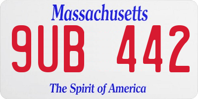 MA license plate 9UB442