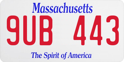 MA license plate 9UB443