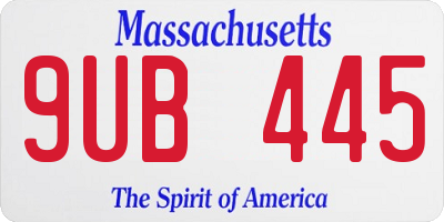 MA license plate 9UB445