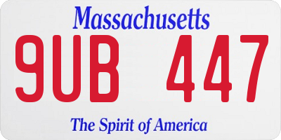 MA license plate 9UB447