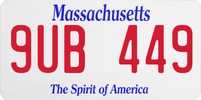 MA license plate 9UB449