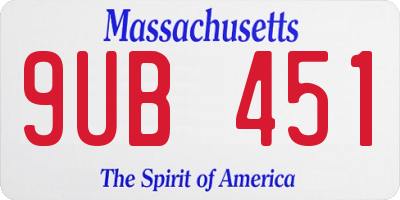 MA license plate 9UB451