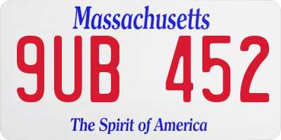 MA license plate 9UB452