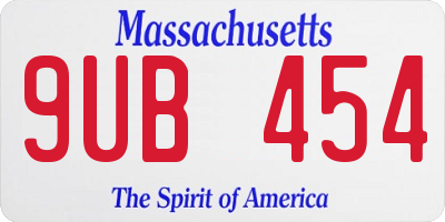 MA license plate 9UB454