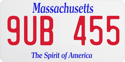 MA license plate 9UB455