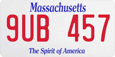 MA license plate 9UB457