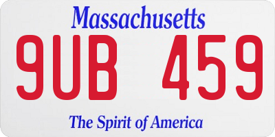 MA license plate 9UB459