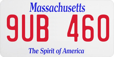 MA license plate 9UB460