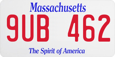 MA license plate 9UB462