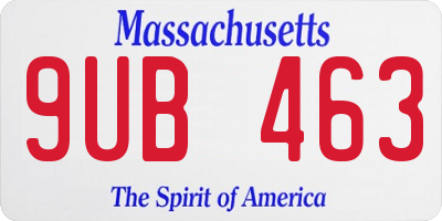 MA license plate 9UB463