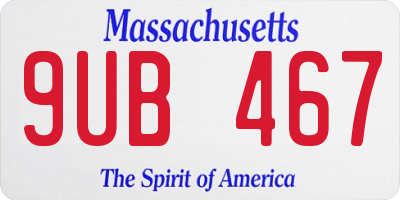 MA license plate 9UB467