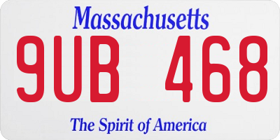 MA license plate 9UB468