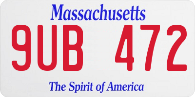 MA license plate 9UB472