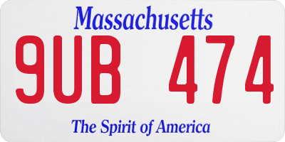 MA license plate 9UB474