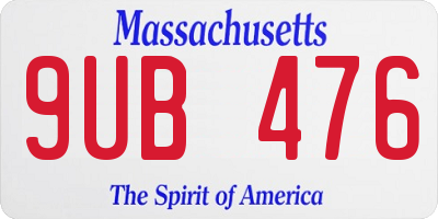 MA license plate 9UB476