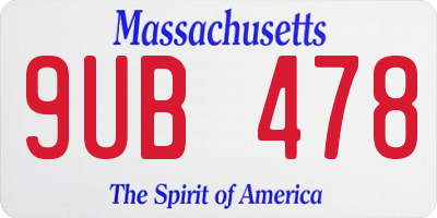 MA license plate 9UB478