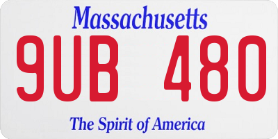 MA license plate 9UB480